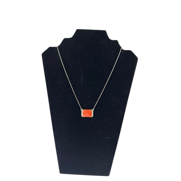Lia Sophia Jewelry - Women's Lia Sophia Orange Gemstone Silver Tone Necklace One Size